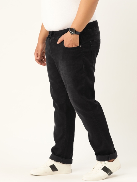 

Sztori Men Plus Size Black Slim Tapered Fit Mid-Rise Clean Look Jeans