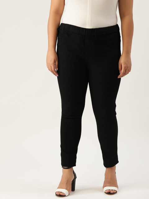 

Sztori Plus Size Women Black Solid Skinny Fit Denim Jeggings