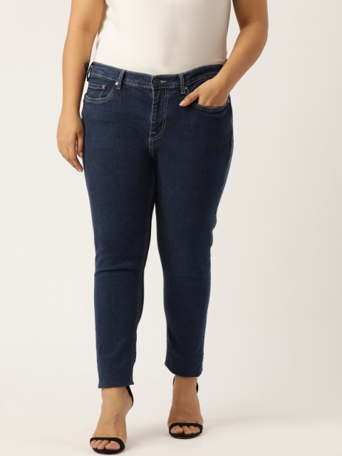 

Sztori Plus Size Women Navy Blue Skinny Fit Mid-Rise Clean Look Stretchable Jeans