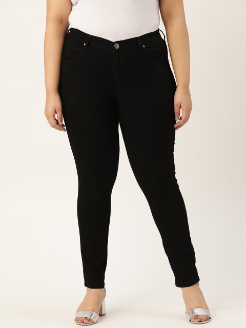 

Sztori Women Black Plus Size Staple Slimming Fit Mid-Rise Clean Look Jeans