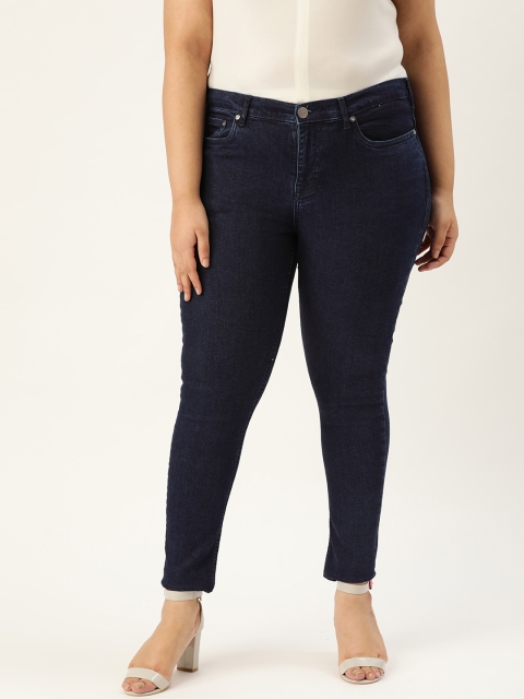 

Sztori Plus Size Women Navy Blue Skinny Fit Mid-Rise Clean Look Stretchable Jeans