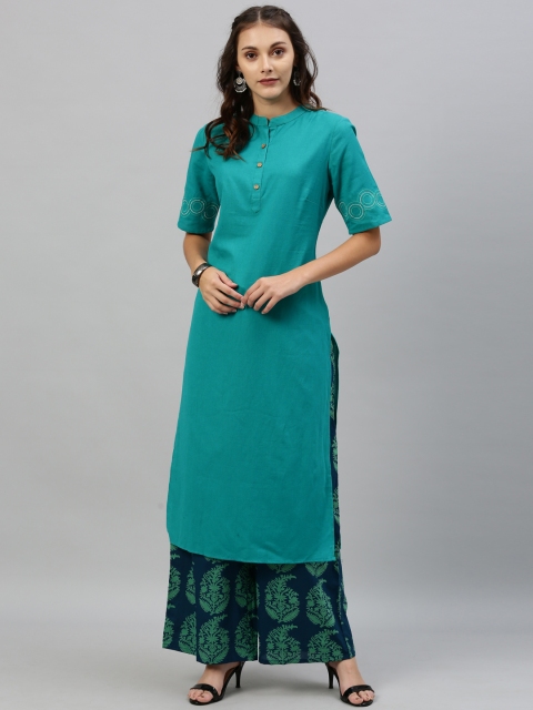 

Anouk Women Teal Blue & Green Solid Kurta with Palazzos