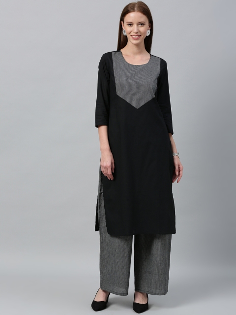 

Anouk Women Black & Grey Yoke Design Kurta with Palazzos