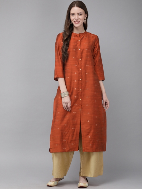 

Anouk Women Rust Orange Self Design Kurta with Palazzos
