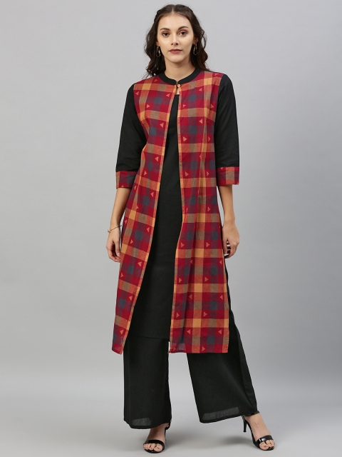 

Anouk Women Red & Black Checked Kurta with Palazzos