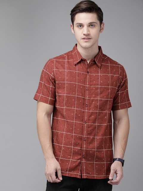 

Anouk Men Rust Red Regular Fit Printed Casual Shirt