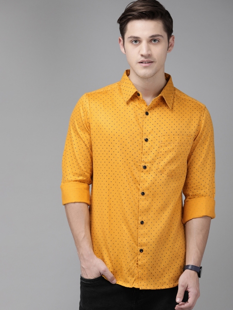

Anouk Men Mustard Yellow & Black Regular Fit Printed Casual Shirt