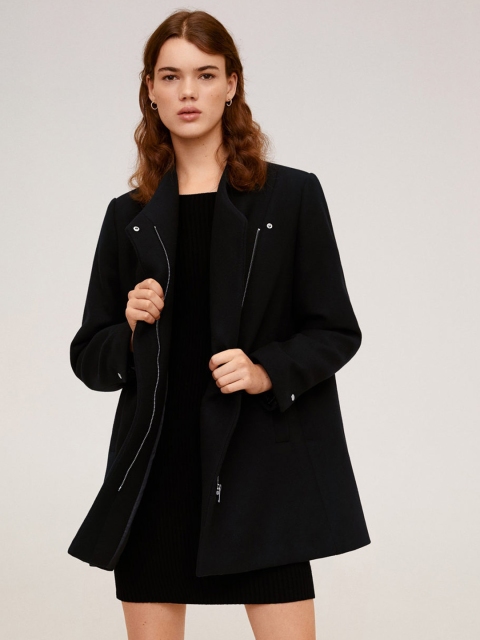 

MANGO Women Black Solid Coat