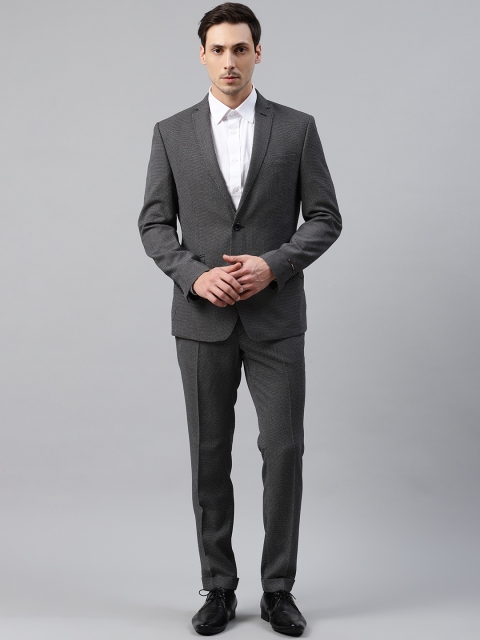 

Blackberrys Men Black & White Self-Design Phoenix Fit Single-Breasted Formal Suit