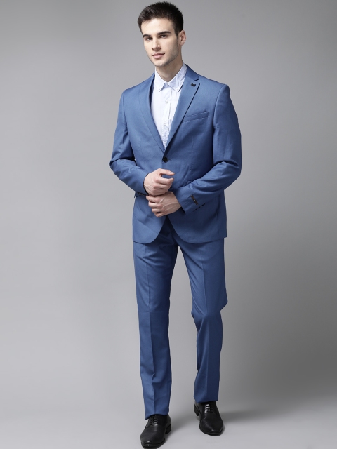 

Blackberrys Men Blue Solid Slim Fit Single-Breasted 3-Piece Formal Suit