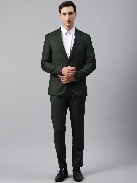 

Blackberrys Men Olive Green Self-Design Phoenix Fit Single-Breasted Two-Piece Suit