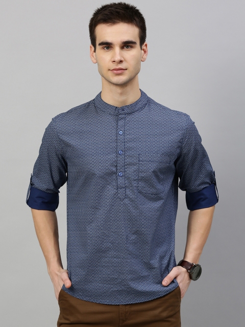 

Anouk Men Blue Printed Straight Kurta