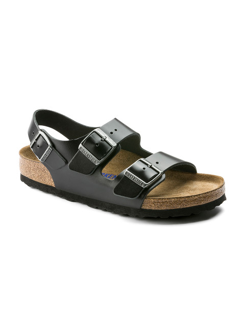 

Birkenstock Unisex Black Milano Real Leather Soft footbed Regular Width Comfort Sandals