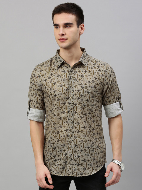 

Anouk Men Beige Regular Fit Printed Ethnic Shirt