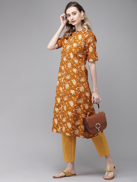 

Anouk Women Rust Orange & Off-White Printed Straight Kurta