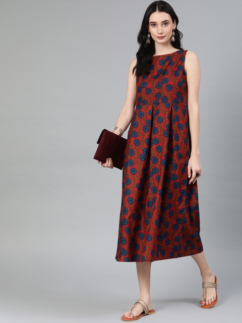 

Anouk Women Red & Blue Printed A-Line Fusion Kurta