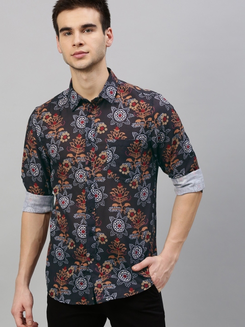

Anouk Men Brown & Gold-Toned Regular Fit Printed Casual Shirt