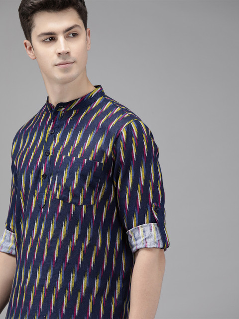 

Anouk Men Blue Woven Design Straight Kurta
