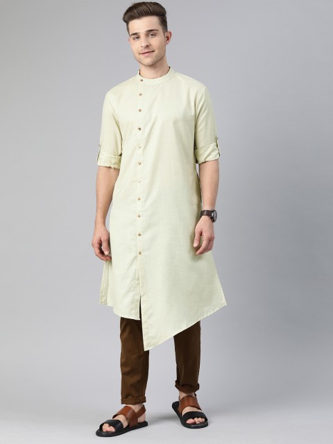 

Anouk Men Off-White Solid Straight Kurta