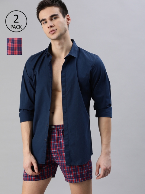 

Mast & Harbour Men Pack of 2 Checked Boxers MNH-BOX-2PP-007A, Red