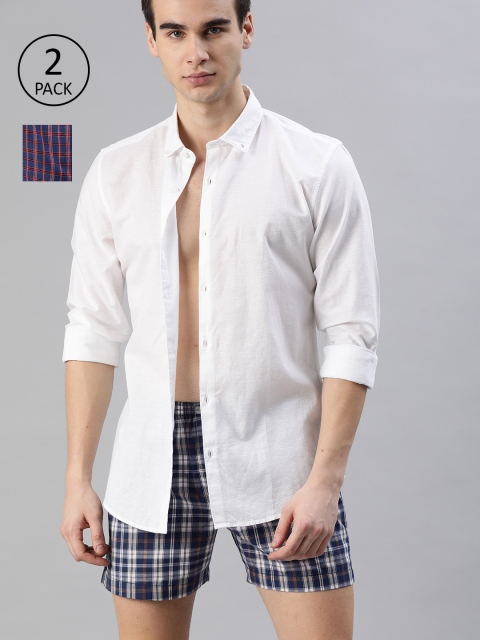 

Mast & Harbour Men Pack of 2 Checked Boxers MNH-BOX-2PP-001A, Blue