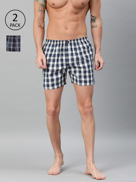 

Roadster Men Pack of 2 Check Boxers RDST-BOX-2PP-018A, Navy blue