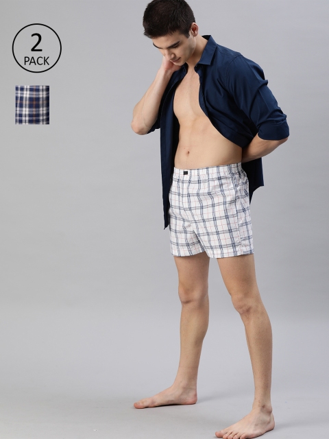 

Mast & Harbour Men Pack of 2 Checked Boxers MNH-BOX-2PP-005A, White