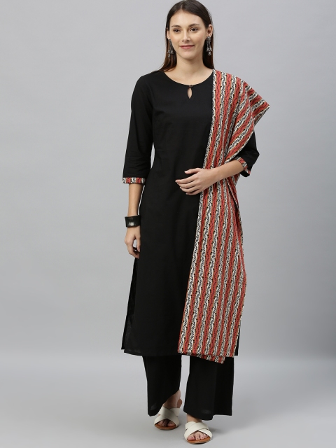 

Anouk Women Black & Red Solid Kurta with Palazzos & Dupatta