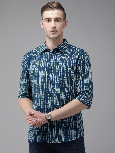 

Anouk Men Blue Regular Fit Printed Casual Shirt