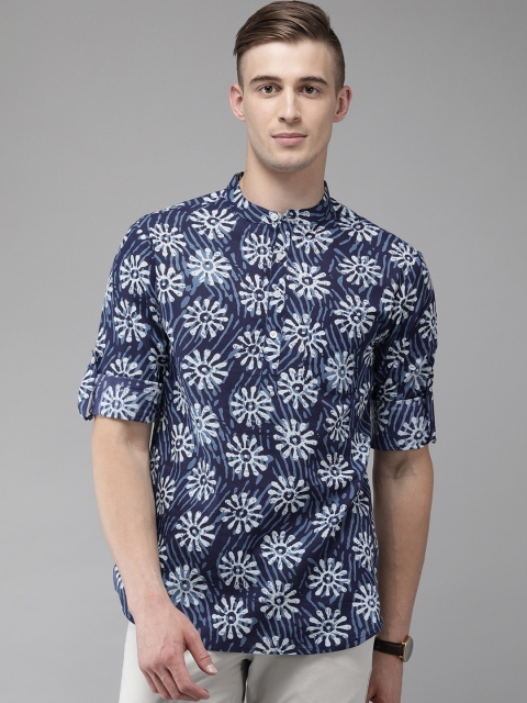 

Anouk Men Blue Printed Straight Kurta