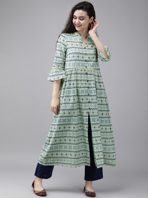 

Anouk Women Blue Printed A-Line Kurta