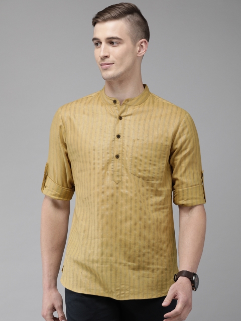 

Anouk Men Beige Striped Straight Kurta