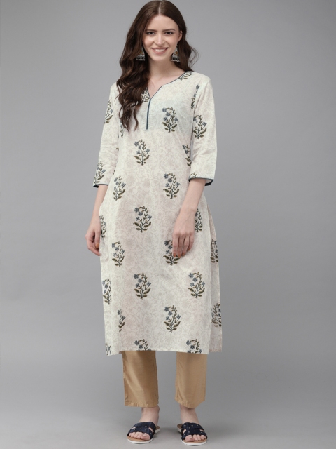 

Anouk Women Off-White Printed A-Line Kurta