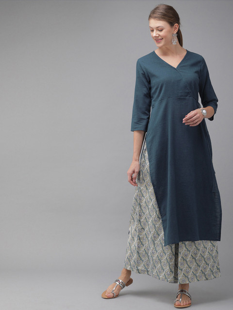 

Anouk Women Blue Solid Kurta with Palazzos