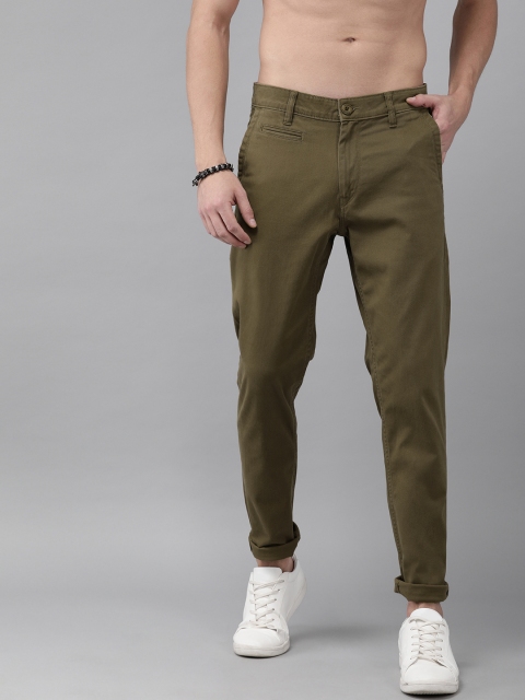 

Roadster Men Olive Green Regular Fit Solid Regular Trousers