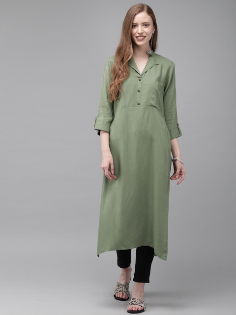 

Anouk Women Green Solid Anarkali Kurta