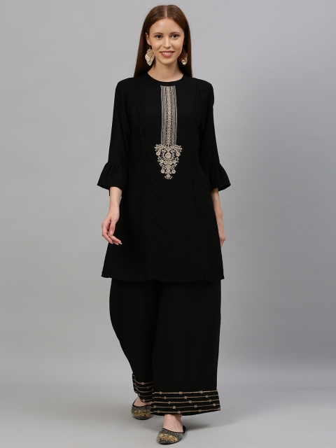 

Anouk Women Black Yoke Design Kurta with Palazzos