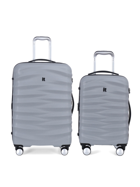 

IT luggage Set of 2 Silver-Toned Solid Mesmeric Hard-Sided Trolley Suitcases