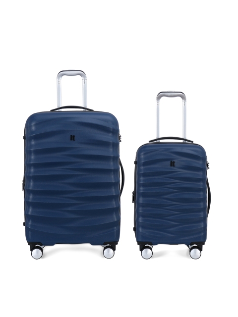 

IT luggage Set of 2 Blue Solid Mesmeric Hard-Sided Trolley Suitcases