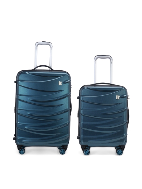 

IT luggage Set of 2 Blue Solid Tidal Hard-Sided Trolley Suitcases