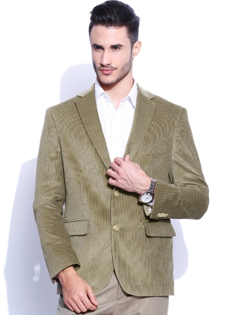 

SUITLTD Beige Single-Breasted Regular Tailored Fit Corduroy Blazer