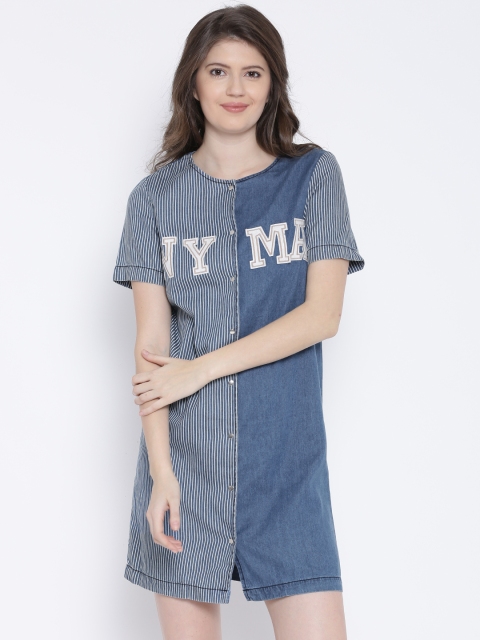 

Vero Moda Striped Denim Shift Dress, Blue