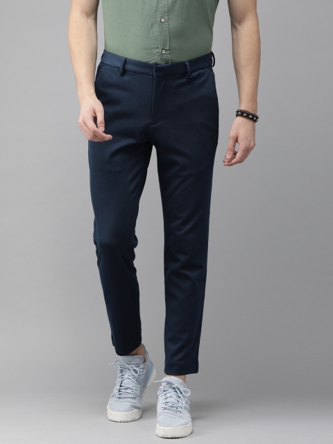 

Jack & Jones Men Navy Blue Solid Slim Fit Regular Trousers