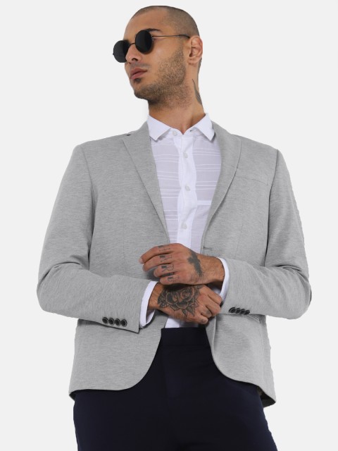 

Jack & Jones Grey Melange Premium Slim Fit Solid Single-Breasted Casual Blazer