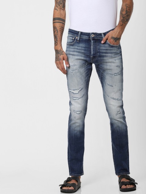 

Jack & Jones Men Blue Glenn Slim Fit Low-Rise Mildly Distressed Stretchable Jeans