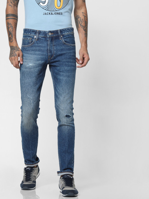 

Jack & Jones Men Blue Glenn Slim Fit Low-Rise Mildly Distressed Stretchable Jeans