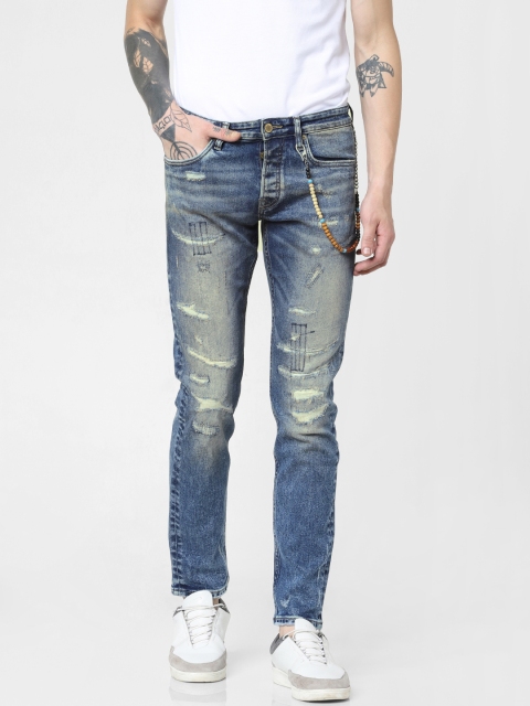 

Jack & Jones Men Blue Glenn Slim Fit Low-Rise Highly Distressed Stretchable Jeans