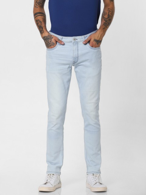 

Jack & Jones Men Blue Ben Skinny Fit Low-Rise Low Distress Stretchable Jeans