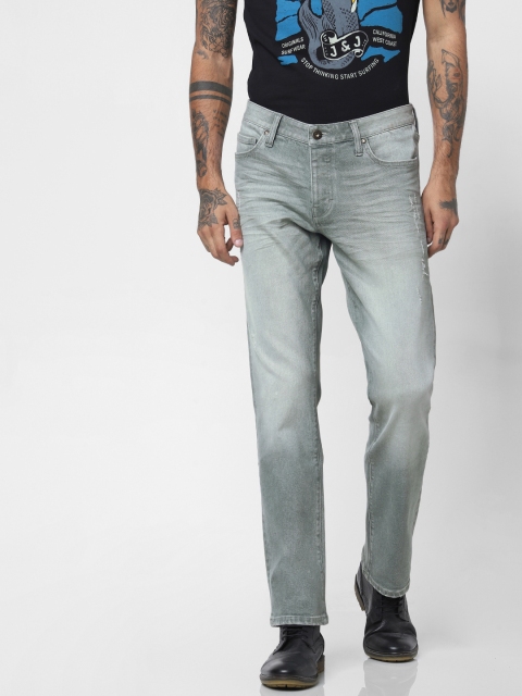 

Jack & Jones Men Grey Regular Fit Low-Rise Mildly Distressed Stretchable Jeans