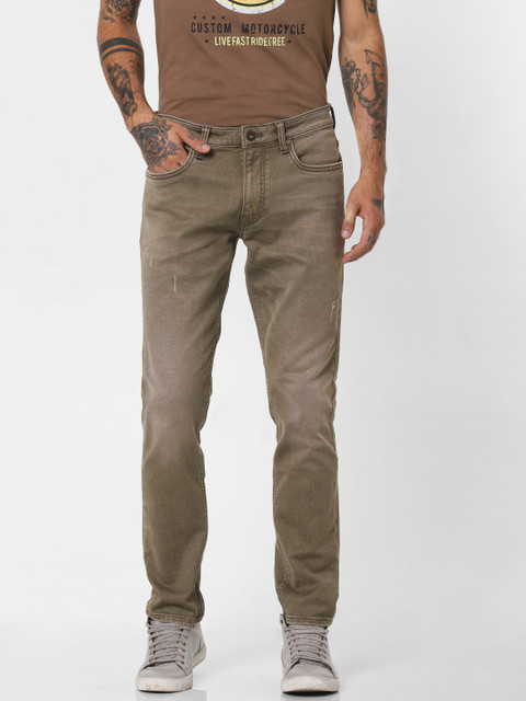 

Jack & Jones Men Grey Glenn Slim Fit Low-Rise Mildly Distressed Stretchable Jeans
